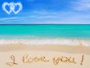 Words I Love You on beach
